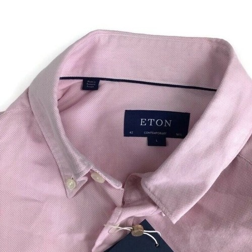 Eton NEW Pink Cotton Oxford Rounded Cuff Contemporary Fit Casual Shirt L 16.5 - Picture 6 of 6