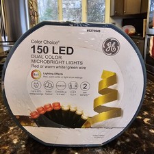 GE 150 Count Dual Color Microbright LED Lights Red White 8 In 1 43 Feet New