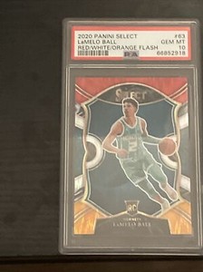 LaMelo Ball 2020 Select Red White Orange Shimmer Prizm RC #63 PSA 10 GEM MINT