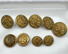 LOT OF 9 ANTIQUE VICTORIAN MILITARY ARMY UNIFORM BRASS BUTTONS SUPERIOR QUALITY
