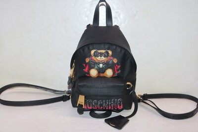 Moschino Couture Batman Teddy Bear Black Mini Backpack Halloween