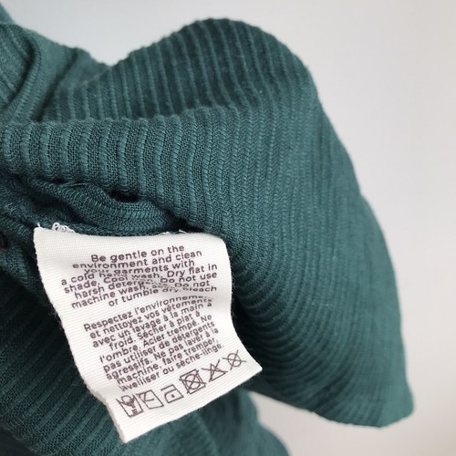 Peony Swimwear Dark Green Textured Stripe Tier Dress Size 8 Organic Cotton Hemp - Picture 9 of 9