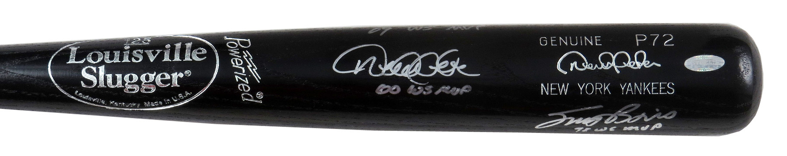 Derek Jeter Autographed Signed 2000 World Series MVP Hideki Matsui 2009 MVP Bat Steiner COA 