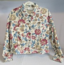Vintage Liz Wear Size Large Lightweight Corduroy Floral Crop Jacket
