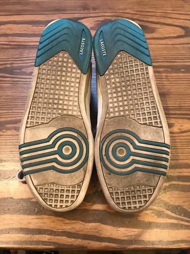 Lacoste Regan Croc Lace Shoes Men's 10 White and Teal Leather Sport - Picture 5 of 8