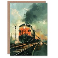 Lokomotive Zug Vorderansicht Eisenbahn Geburtstagskarte