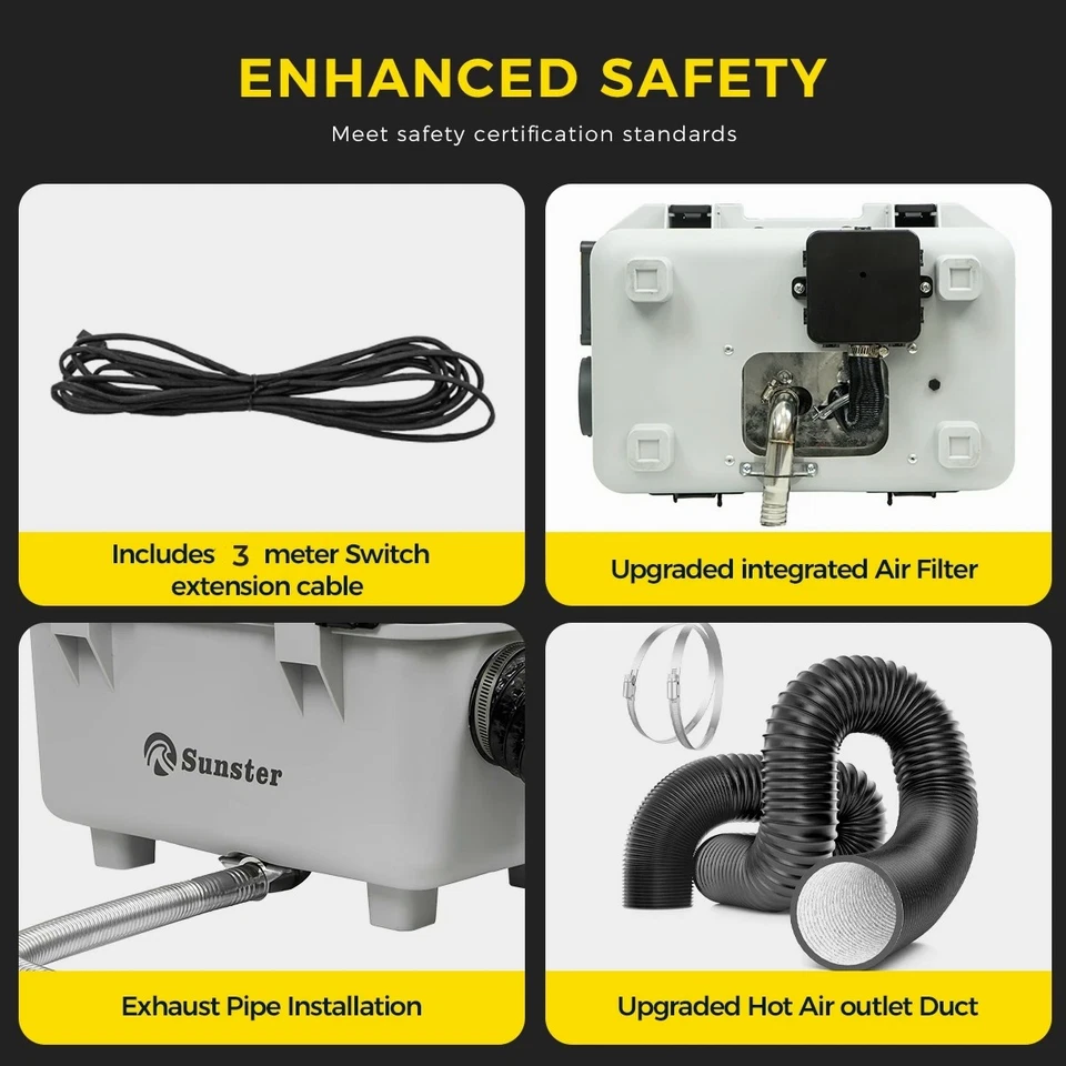 Портативный дизельный воздушный обогреватель 8 кВт 12 В 24 В 220 В автомобильный автофургон с приложением Bluetooth ЖК-дисплей - Изображение 3 из 4