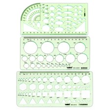 Geometry Ruler - Circle Template Measurement Tool - 3PCS for School