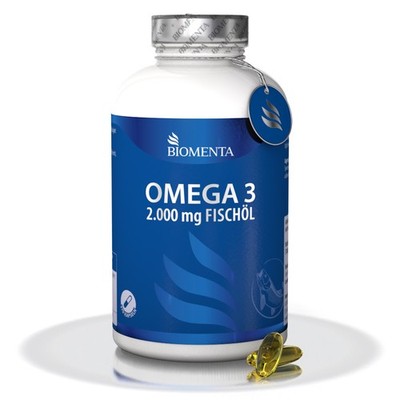 [60,22   /1kg]  Omega 3 2000 mg Fischöl EPA DHA Vitamin E BIOMENTA 370 Kapseln