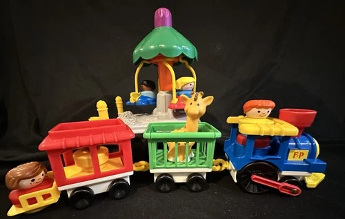 Vintage Fisher Price Little People Circus Train & Merry Go Round From 1991  VGC