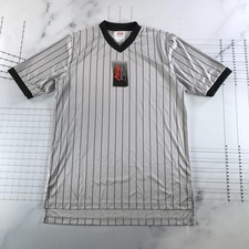 Adams Shirt Mens Large Gray Pinstripe V-Neck Baseball Referee Jersey Smitty