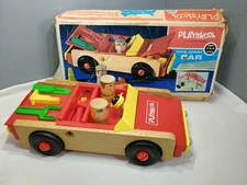 Vtg 1972 Playskool Take Apart Wood & Plastic Toy Car #483 with Original Box USA