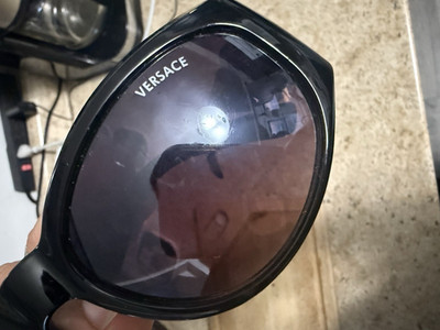 Versace Gianni Versace Oversized Sunglasses Black Frame Gray Tinted Lenses