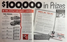 1949 Ford Motor Company Car Safety Contest 100000 Prizes Bonds Vintage Print Ad