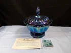 3 Piece Fenton Favrene Glass Covered Ogee Candy Box Dish w/ Base