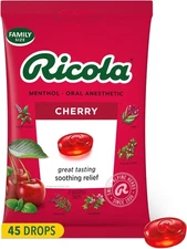 Ricola Cherry Throat Drops 45ct Natural Cough Relief Soothing Lozenges