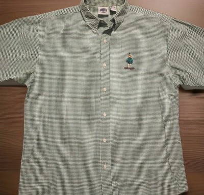 looney tunes dress shirt VTG 90s Looney Tunes Shirt Mens Large Green Check Seersucker Button Down  Daffy