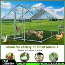 20x13ft Walk-in Metal Chicken Coop Poultry Cage Pet House w/ Chicken Run Cover
