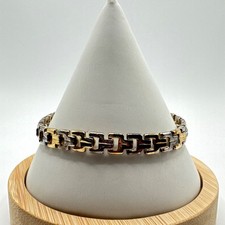 Vintage Two Tone Gold/Silver Tone Panther H-Link Bracelet 8”