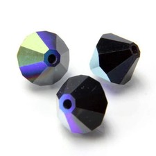 Czech Faceted Jet AB Bicone Glass Beads 4mm 50 CZH-00041B
