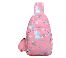 Hiflyer Kids Crossbody Bag - Small Nylon Cartoon Sling Bag for Travel Pink 