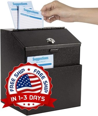 Caja De Sugerencias De Metal Con Cerradura Para Oficina Y Correo Para Pared NEW.