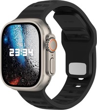 Black Silicone Band for Apple Watch Ultra 2 40mm 44mm Compatibility