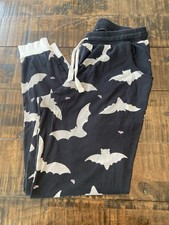 Burt's Bees Baby organic cotton Black Bat-Print Adult Pajama Pants size medium