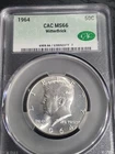 1964 Silver Kennedy Half Dollar CAC MS66 CACG WitterBrick Signed Seth Chandler