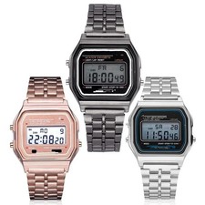 Water Proof Vintage Retro Digital Watch For Men  Women Alarm Stop Watch