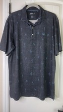 Johnnie-O Maguire Risque Pinup Print Performance Heather Black Sz L Golf Polo