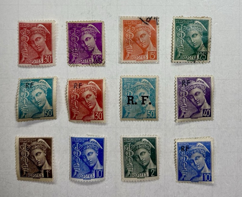 France 1938 Mercury Postage Stamps Collection #NC618