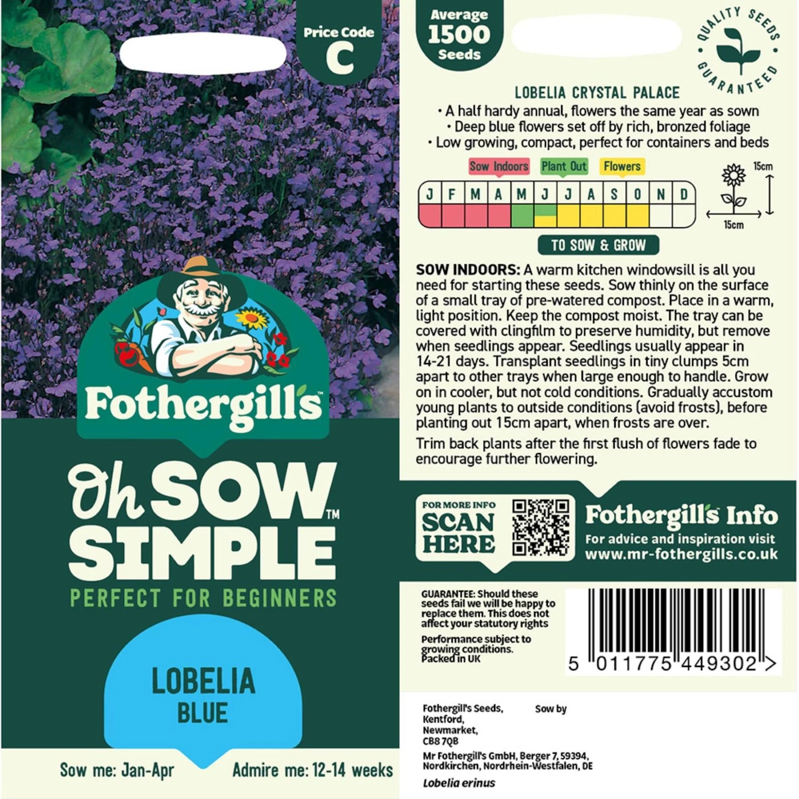 Mr. Fothergill's Lobelia Blue Seed - Thumbnail 2