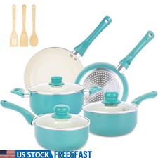Nonstick Ceramic Cookware Set W/ Bakelite Handles & Glass Lids Everyday Cooking