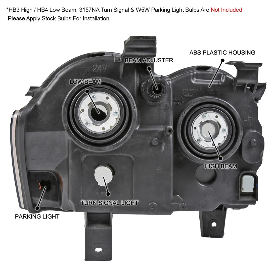 Fits 2005 2006 2007 Jeep Grand Cherokee Headlights Headlamps Black Left+Right - Image 4 of 4