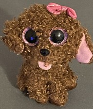 Ty Beanie Boos 6 inch MADDIE the Brown Poodle Dog Glitter Eyes NEW with TAGS 