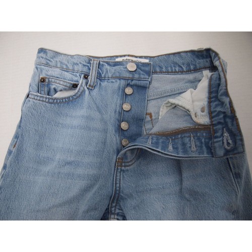 Jeans Reformation para mujer 24 botones mosca Cynthia tiro alto recto lavado claro - Imagen 8 de 10