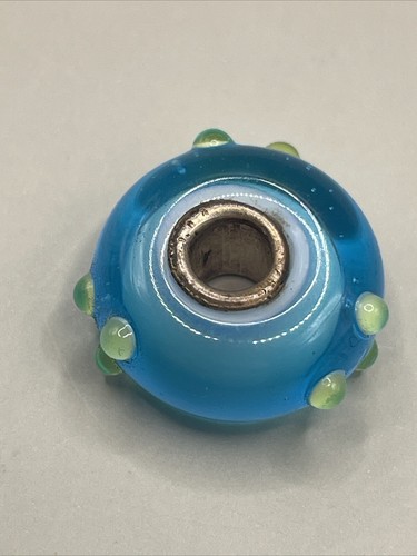 Trollbeads 925 Sterling Glass Bead Turquoise Spring Bud LAA - Picture 4 of 4