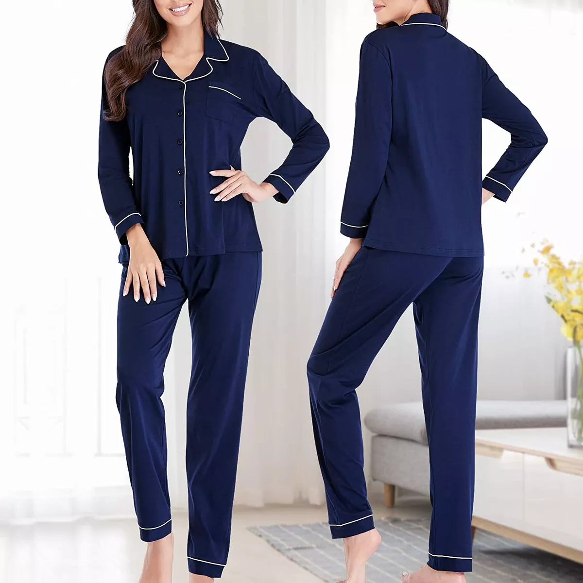 Women's Blue Pajama Set  Pajamas women, Most comfortable pajamas