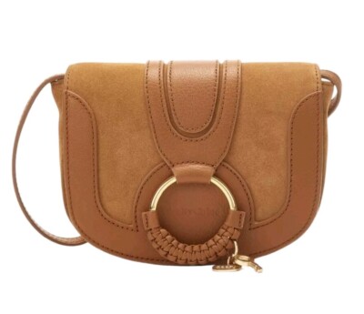 See By Chloe Hana Small Suede Leather Crossbody Bag Gold Accents