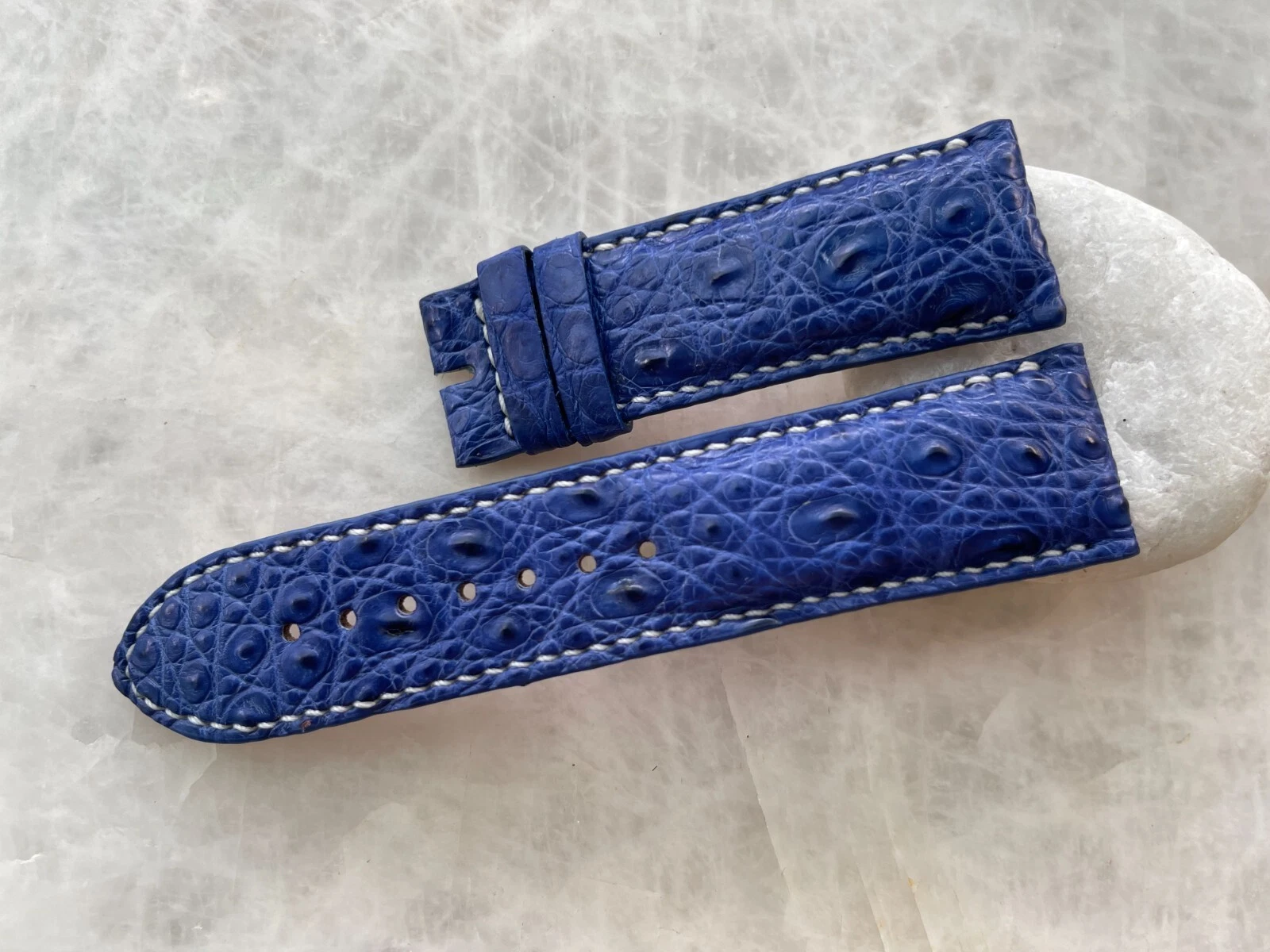 24mm/22mm Blue Alligator Crocodile Print Leather Watch Strap Band
