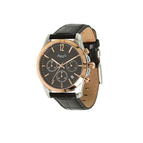 Kenneth Cole Mens Black Rose Gold Silver Analogue Watch Date KC1502 UK Warranty - Picture 9 of 11