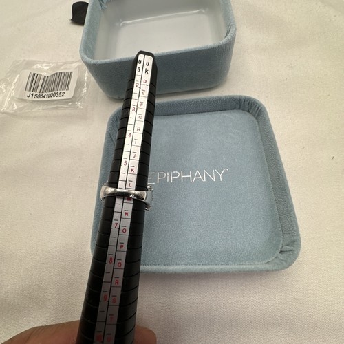 Epiphany Diamonique Silver 925 CZ BLue Stone Size 6.5 Platinum Clad Domed - Picture 9 of 12