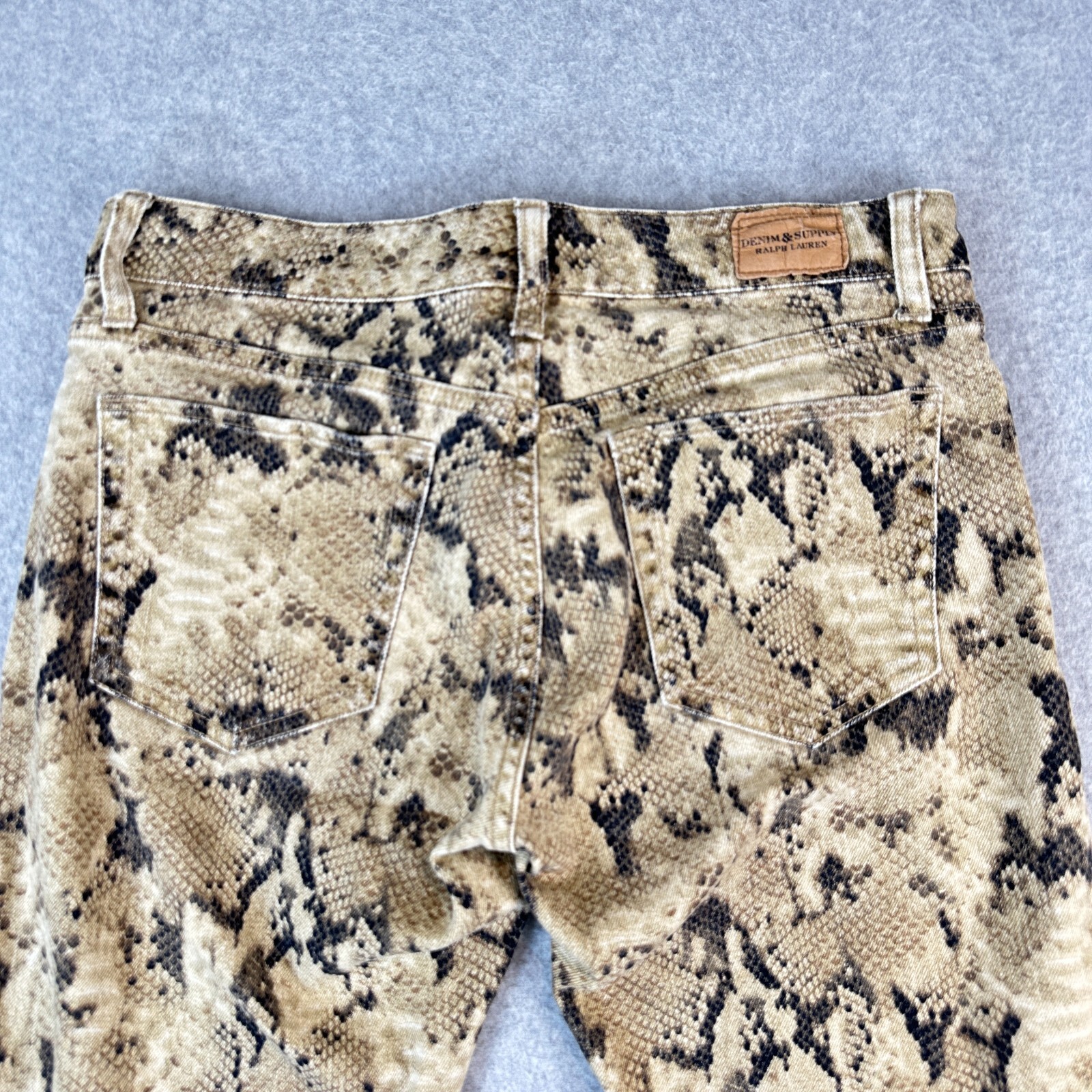 Ralph Lauren Denim & Supply Skinny Jeans Women's 28 Tan Snake Print Ankle Zip thumbnail 7