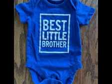 Children's Place Baby Boy 0-3months Best Little Brother Outfit Blue Bodysuit