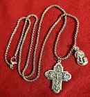 Stainless Steel Catholic Crucifix Cross Pendant Necklace New And Medal ITALY