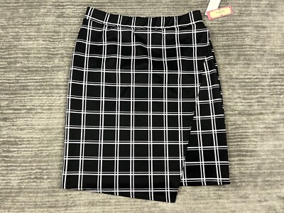 C'est La Vie Skirt Womens XL Black White MIDI Pull on Elastic Waist Made in USA