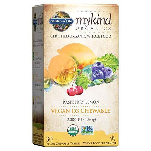 Garden of Life Organic Vitamin D - mykind Organics Vegan D3 Chewable - Raspberry
