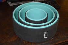 Hey Buddy Yoga Buddy Wheel Set Of 3 Stretch Rollers 12" 9” 6" Black & Aqua