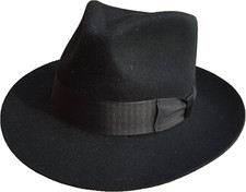 Classic Black Mens Wool Felt Godfather Gangster Mobster Gentleman Fedora 7 5/8